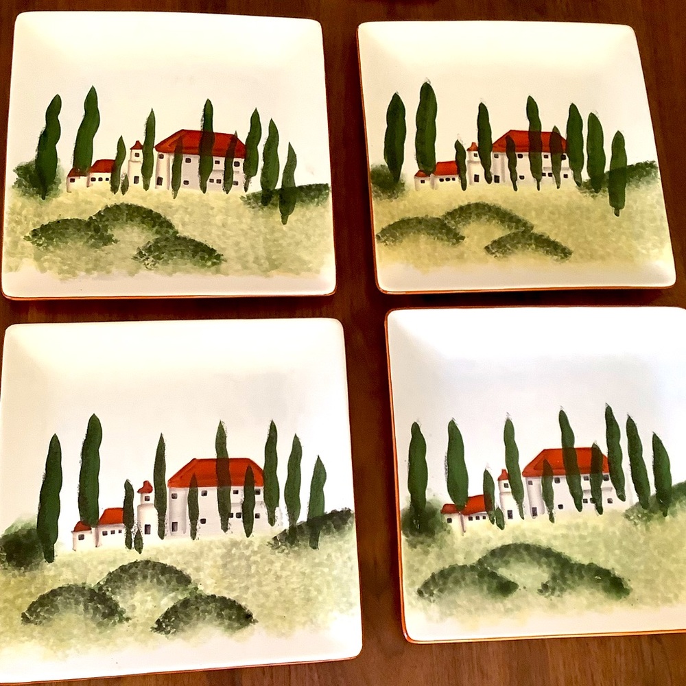 ND Villa Scene hand painted set up for 10 inch dinner plates
